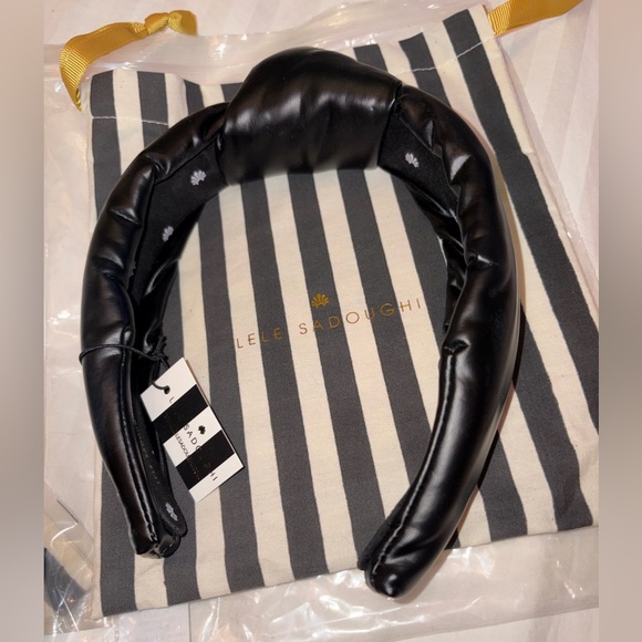 Lele Sadoughi Black Faux Leather Knotted Headband